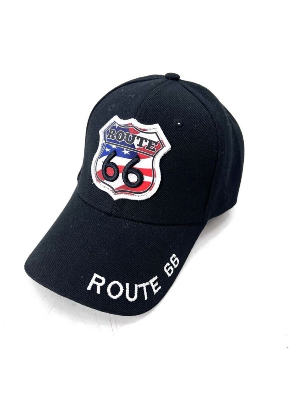 Route 66 USA Patch Black Embroidered Baseball Cap Hat Unisex